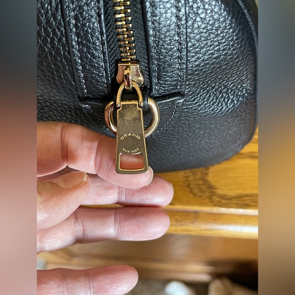 Coach Black Pebbled Leather Rowan Satchel with Gold Hardware - Picture 6 of 10